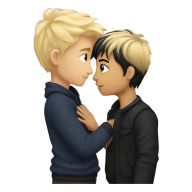 Golden haired boy and raven haired boy kissing sticker
