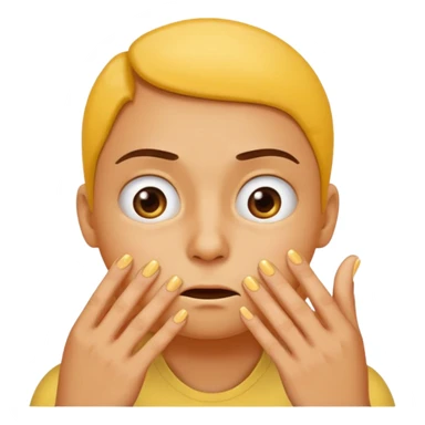 classic yellow round emoji head, not a person, smelling its fingernails (the nails, not the fingers), looking annoyed sticker