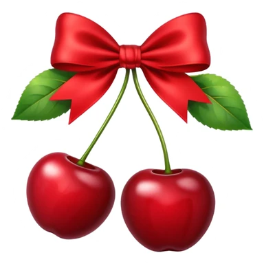 two cherries connected with a bow sticker