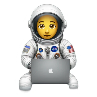 astronaut work on laptop sticker