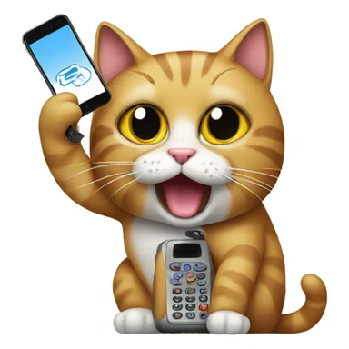 Cat with a phone  sticker