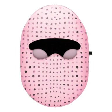 Light pink sleep mask with black dots on sticker