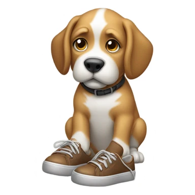 A dog pooping in shoes sticker