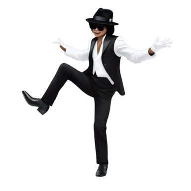 “Michael Jackson in a black suit, white glove, and fedora, striking a dance pose.” sticker
