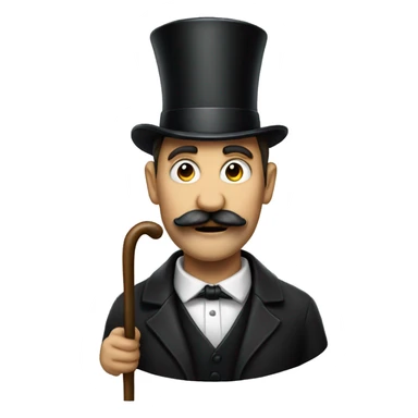 man with top hat and a mustache and a cane sticker