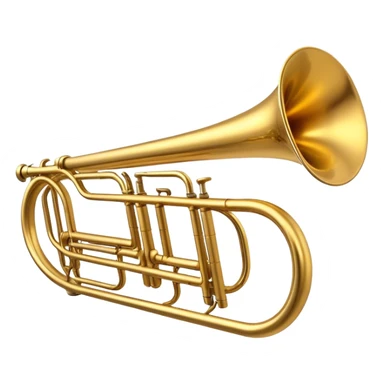Cinematic Realistic Trombone, sleek brass slide extending dynamically, subtle scratches adding authenticity, warm golden reflections bouncing off the metal, glowing with a bold and resonant musical energy. sticker