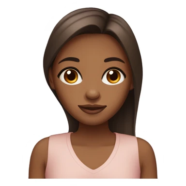 brown skin girl, almond shaped eyes, brown eyes, long straight hair sticker