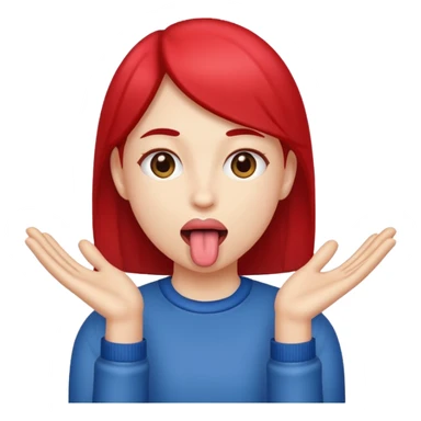 Tongue out with hands to the side sticker