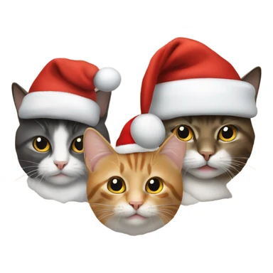 Four cats wearing Christmas hats sticker