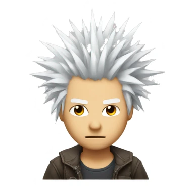 spiky white hair and blindfod sticker