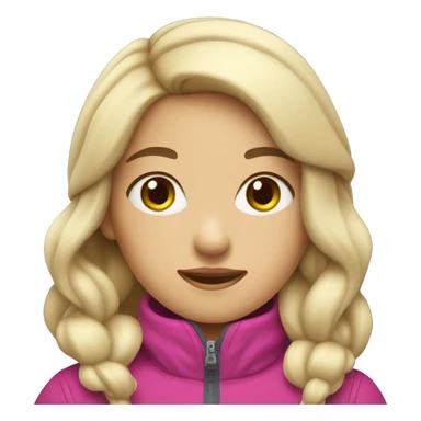 Asian blonde girl with blue eyes skiing sticker