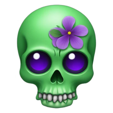 Green skull with purple flower in eye sticker