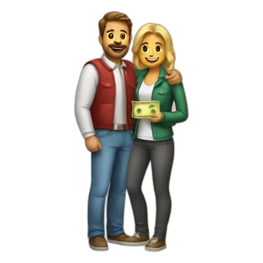pareja con dinero sticker