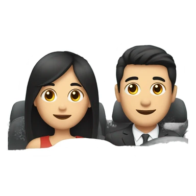 girl with black hair driving in a car with male passenger sticker