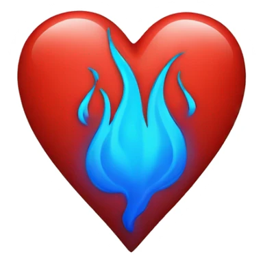 red heart with blue flames sticker