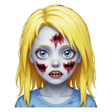 zombie girl yellow hair and blue eyes pixeled ñow cality sticker