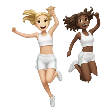two white girls jumping sticker