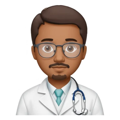  “Create a 3D cartoon-style doctor named Alfredo with medium-brown (Puerto Rican) skin, short hair showing subtle gray streaks, a neat goatee, glasses, a white lab coat embroidered ‘Alfredo,’ and a stethoscope around his neck. Give him a friendly, professional vibe.” sticker