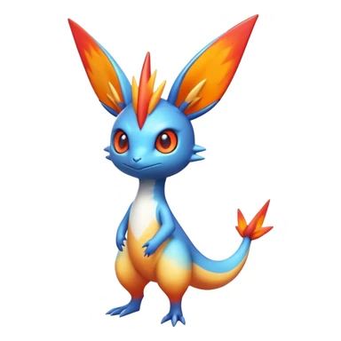 Colorful Shiny Exotic Victini-Salandit-Aurorus-Fakémon-hybrid-creature (full body)  sticker