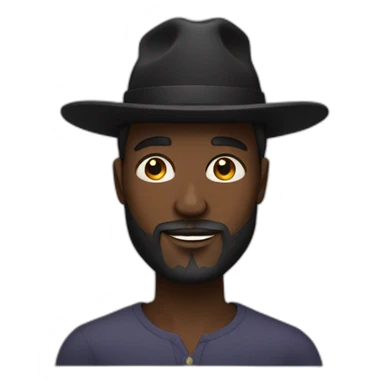 ghanaian man with wide-brimmed black hat beard sticker