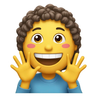 smile emoji with lots of hands sticker