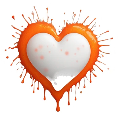 splattered paint heart glowing red-orange warmth sticker