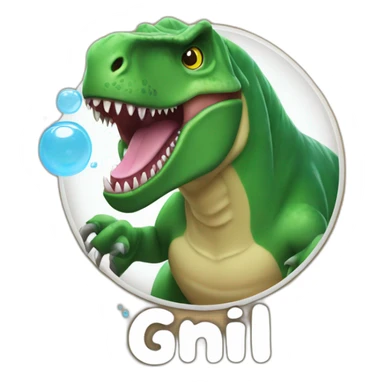 T-rex with a bubble saying "GNIII" sticker