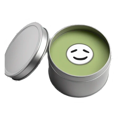 pretty matcha scented candle in silver tin with minimalistic label realistic sticker