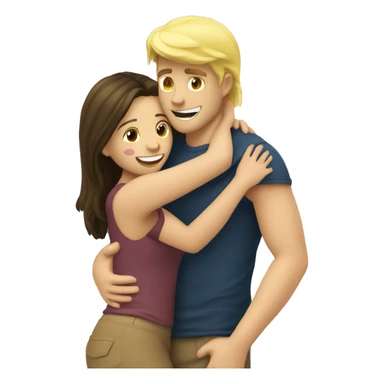 A blond guy hugs a brunette girl at the sea sticker