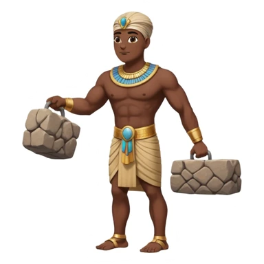 fullbody ancient Egyptian worker bareheaded carrying a rock block sticker