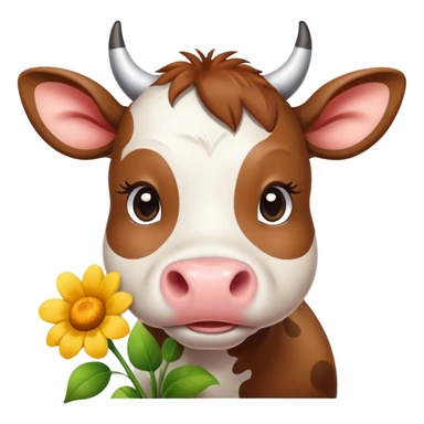 Cute Cow giving flowers sticker
