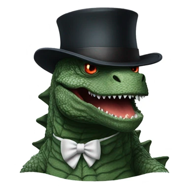 Godzilla in a tophat sticker