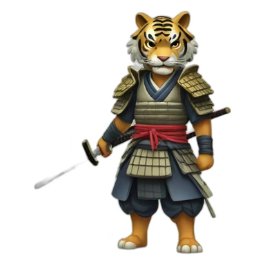 A samurai tiger in a forest in Japan  sticker