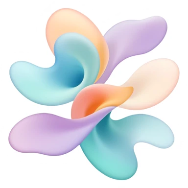 Abstract floating forms shifting in air, ethereal masculine energy, subtle radiance, symbolic of style influence, minimal flowing shapes sticker