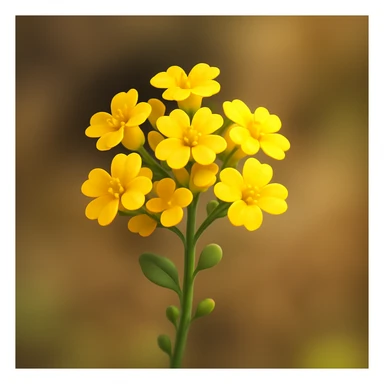Make the image square while preserving a modern 3D iOS style with volume and expressive lighting and shading. The subject is yellow wildflowers on a clean background. Maintain the clean background and emphasize the 3D volume and lighting effects in the style of GPT Image editor. sticker