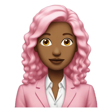 secretary-like WHITE women with loose long pink hair in pink suit sticker
