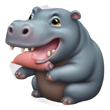 pygmy hippo biting hand sticker