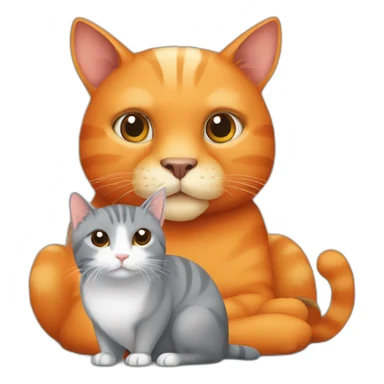 Orange cat sit with capybara and with grey cat sticker