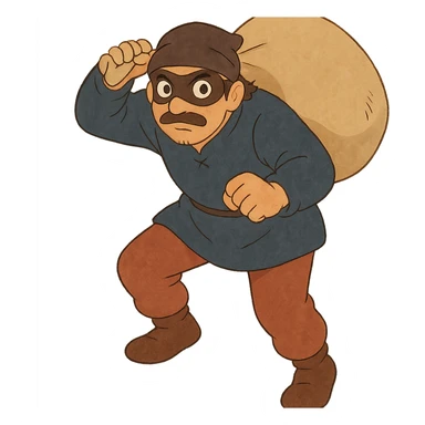 ghibli style thief character sticker