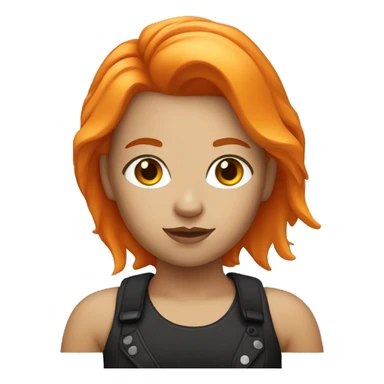 White Rockstar Girl with orange hair  sticker