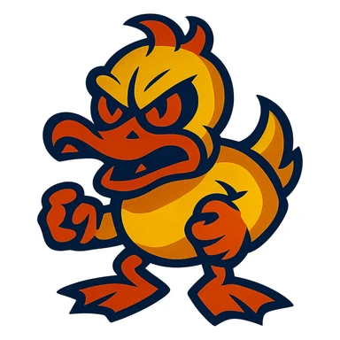 vibrant toon style doom duck with exaggerated features sticker