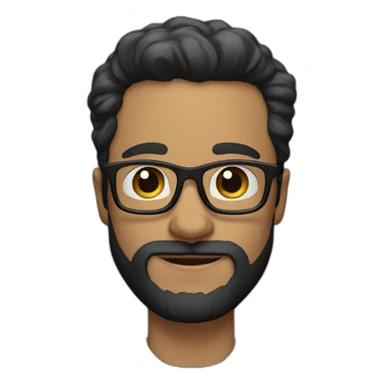 White man with black hair and beard big forehead wearing glasses sticker