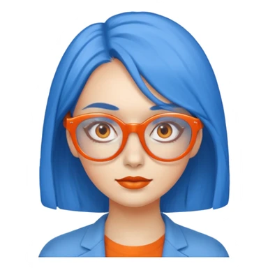 blue skinned orange glassed woman sticker