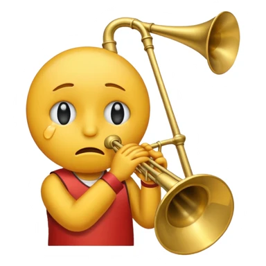 Emoji triste tocando el trombón sticker
