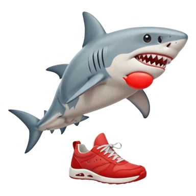 Un tiburón con dos piernas y zapatillas rojas sticker