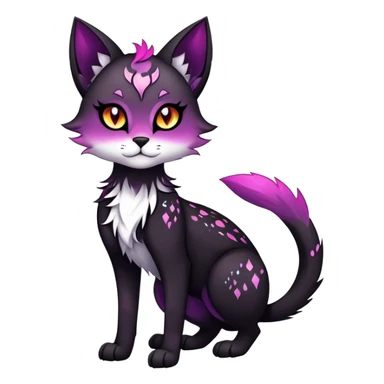 Vibrant dark edgy gothic Falvie-Fionbri-creature-sparkle-feline-fursona, full body, with random markings sticker