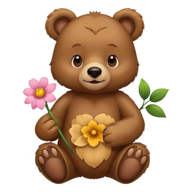 bear holding flower sticker
