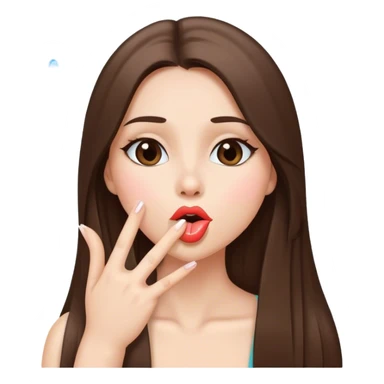 Blowing kiss sexy beautiful girl with long straight brunette hair  sticker