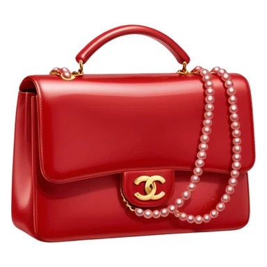 chanel red pearl bag gold hardware sticker