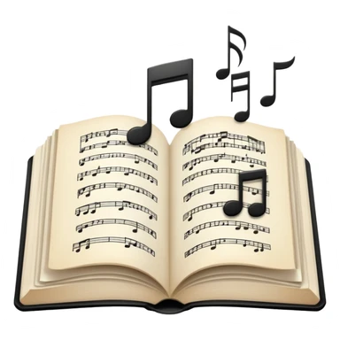 open book with musical notes above it sticker